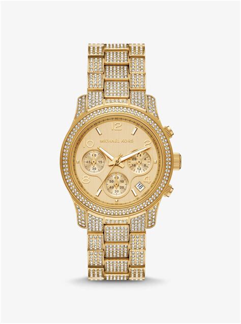 michael kors runway pave gold tone watch|Runway Pavé Gold.